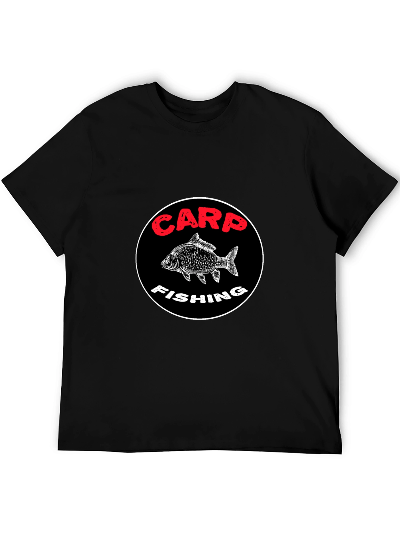Carp Fishing Graphic T-Shirt - Black Cotton Tee