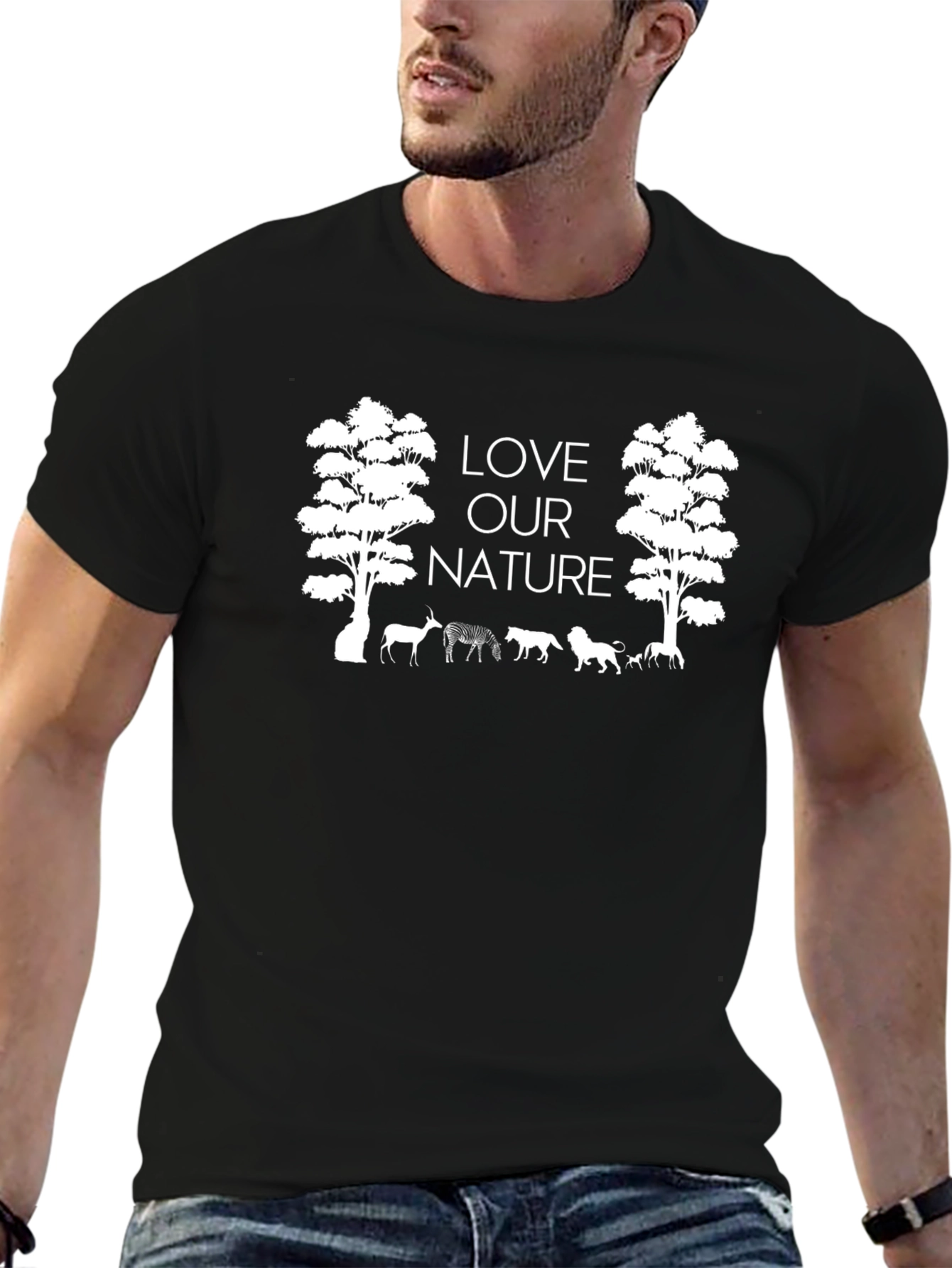 Love Our Nature Graphic Tee - Black Cotton Blend