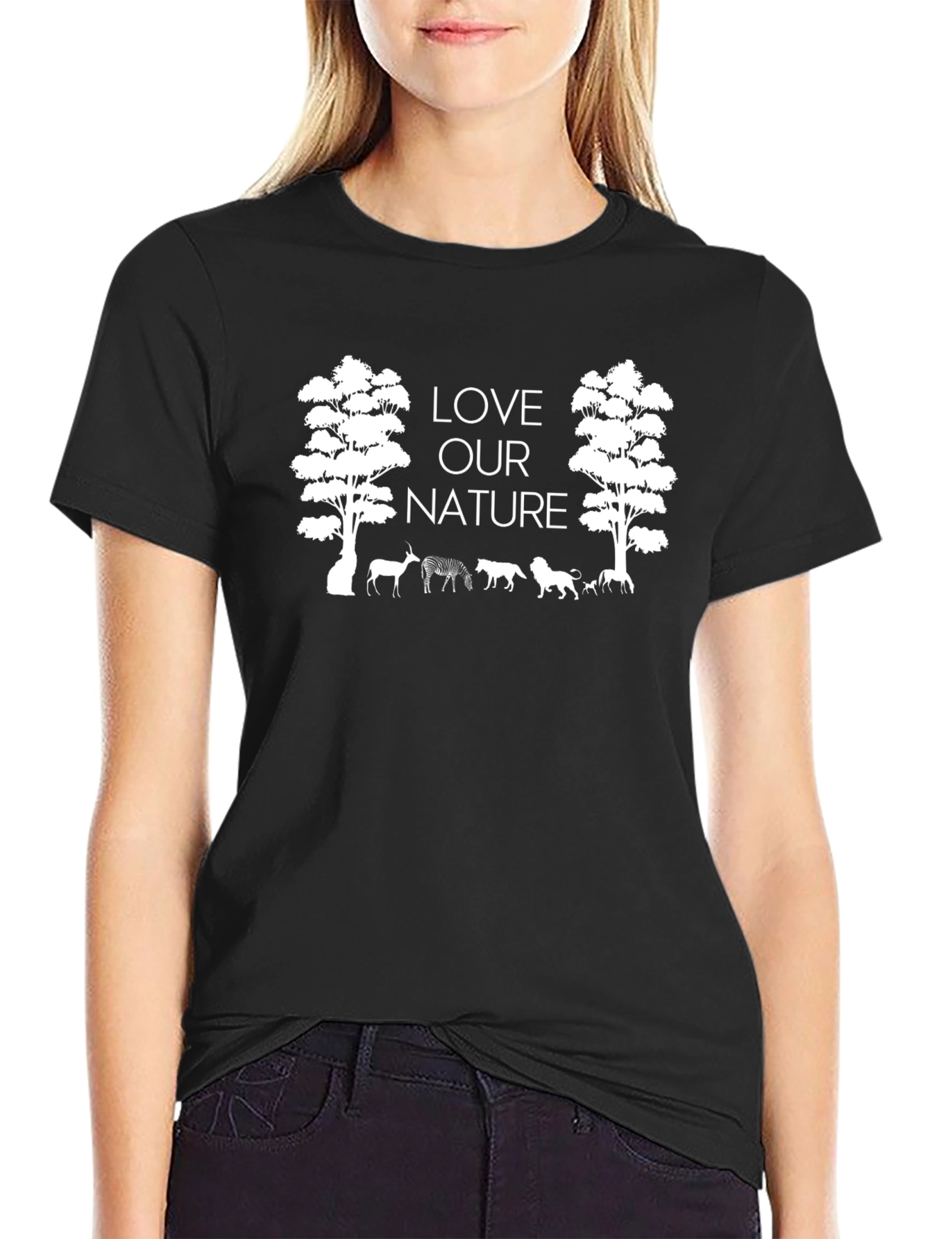 Love Our Nature Graphic Tee - Black Cotton Blend