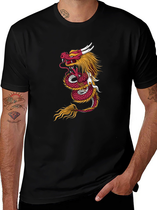 Black Tee with Dragon Graphic