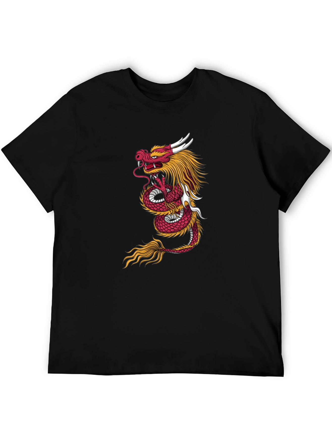 Black Tee with Dragon Graphic