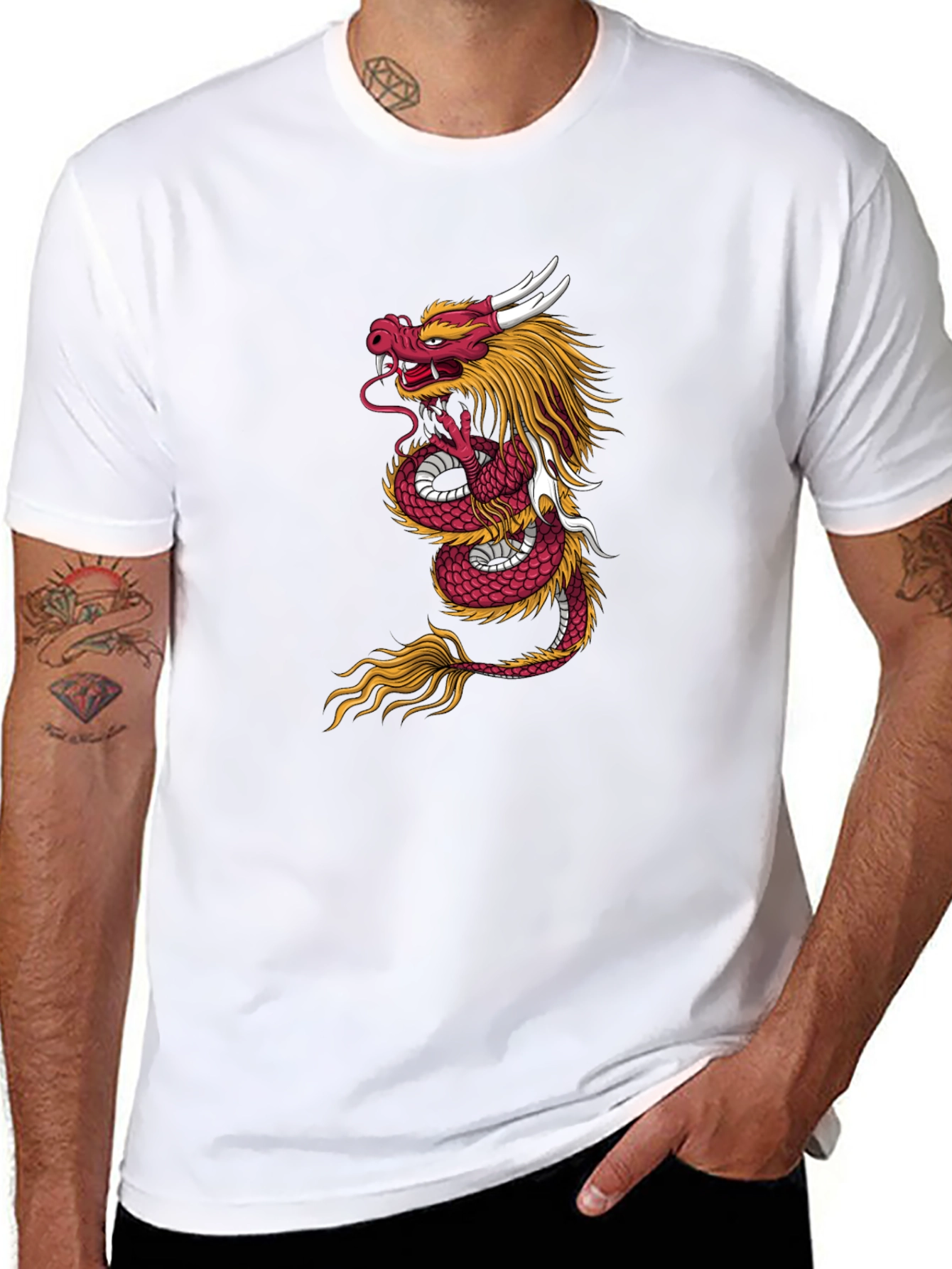 Black Tee with Dragon Graphic