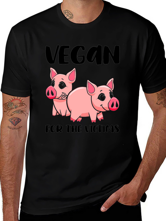 Vegan for the Victims Pig Graphic T-Shirt
