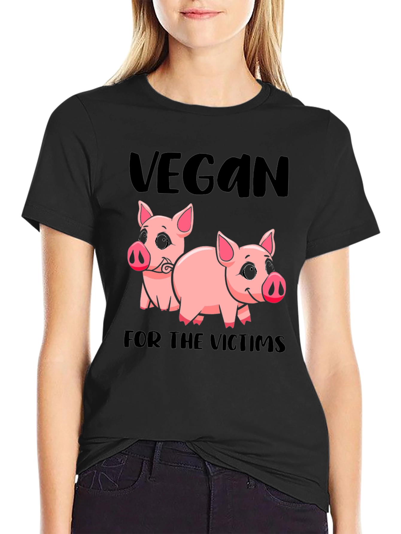 Vegan for the Victims Pig Graphic T-Shirt