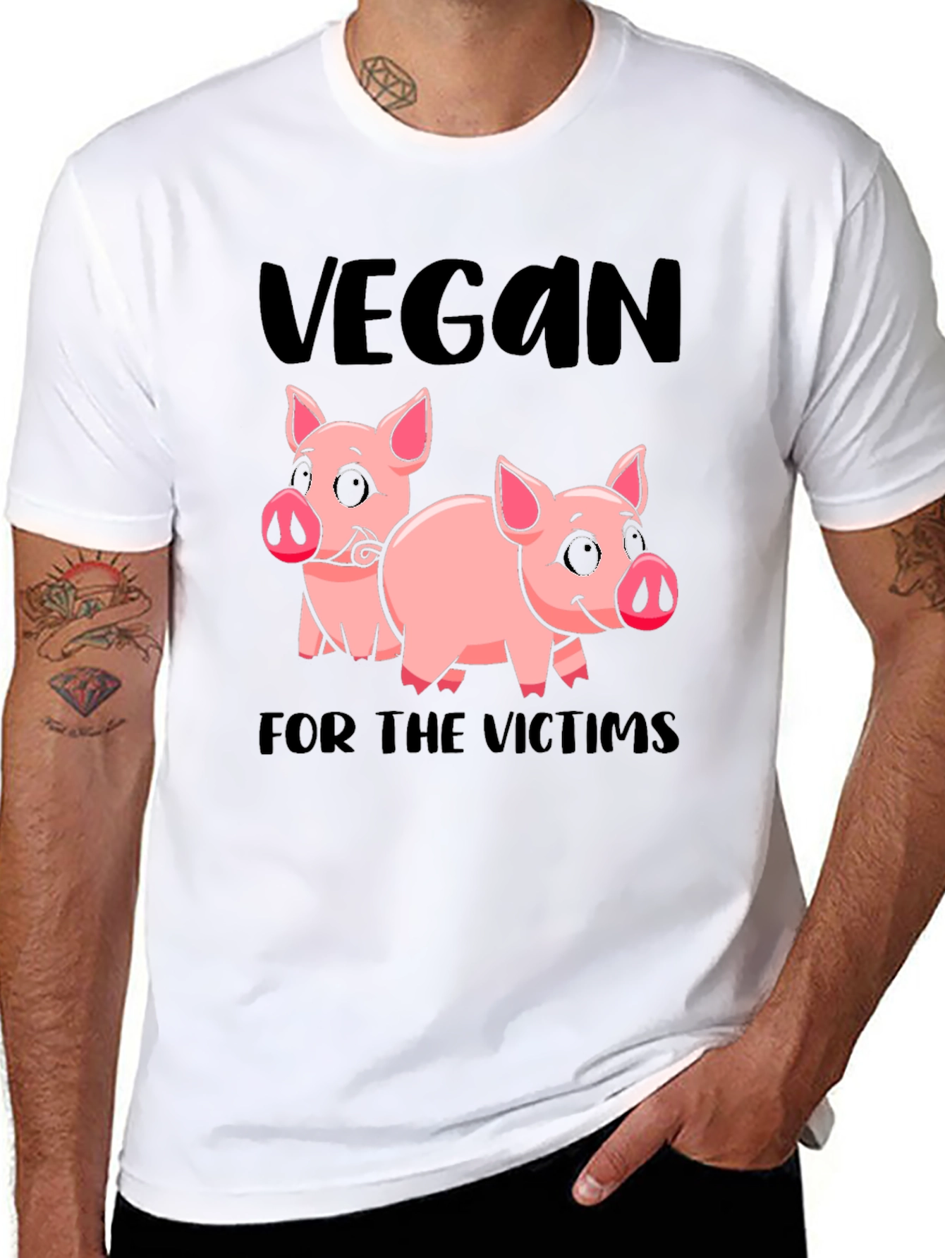 Vegan for the Victims Pig Graphic T-Shirt