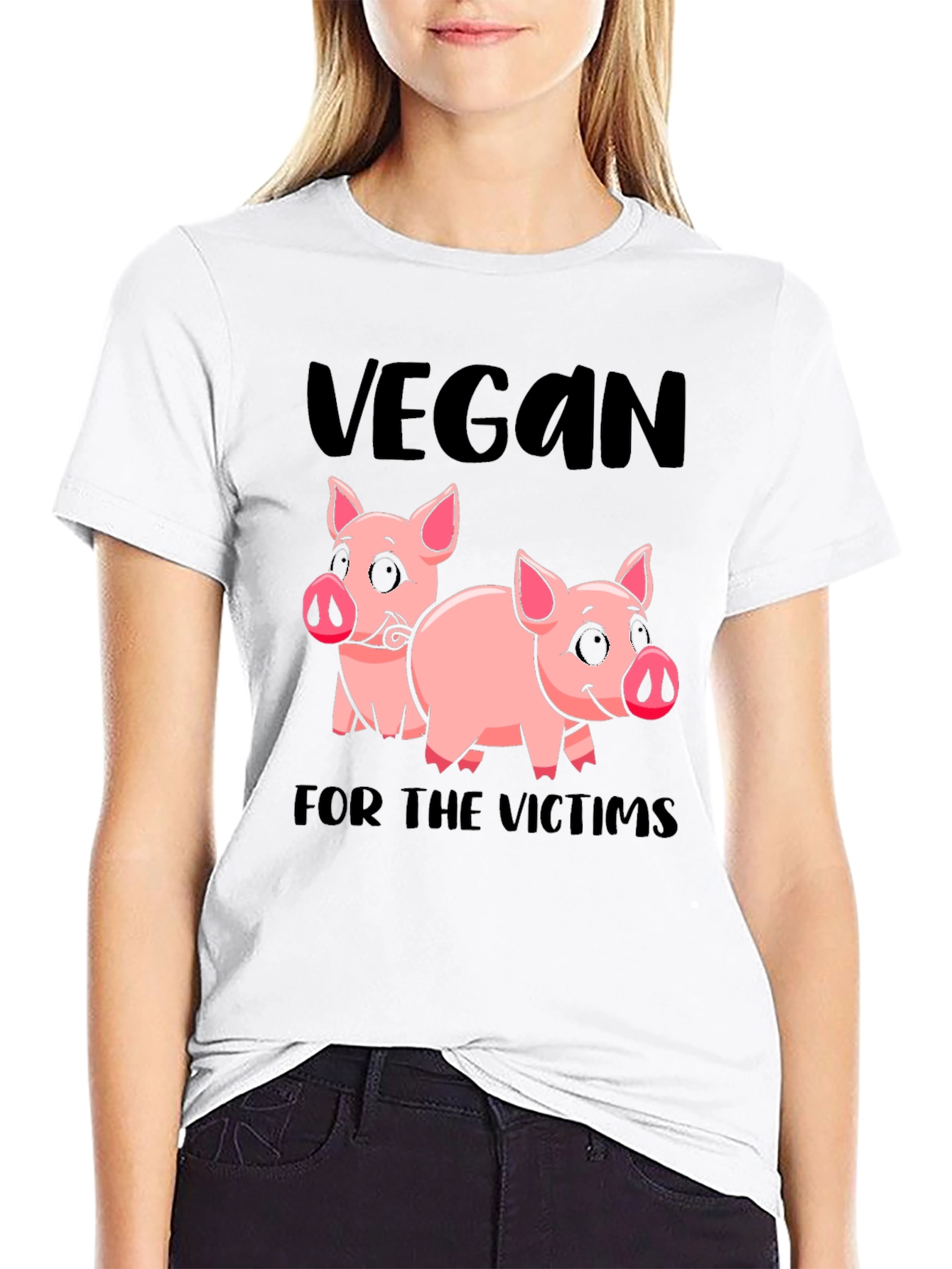 Vegan for the Victims Pig Graphic T-Shirt
