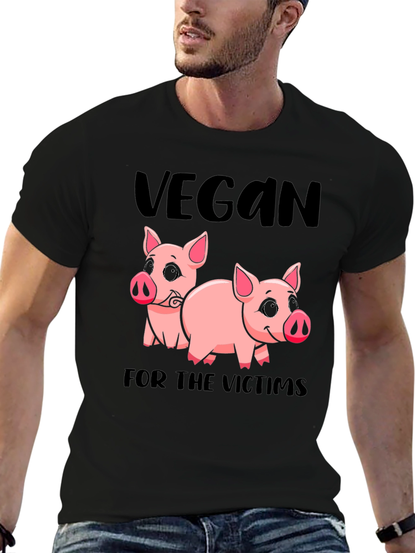 Vegan for the Victims Pig Graphic T-Shirt