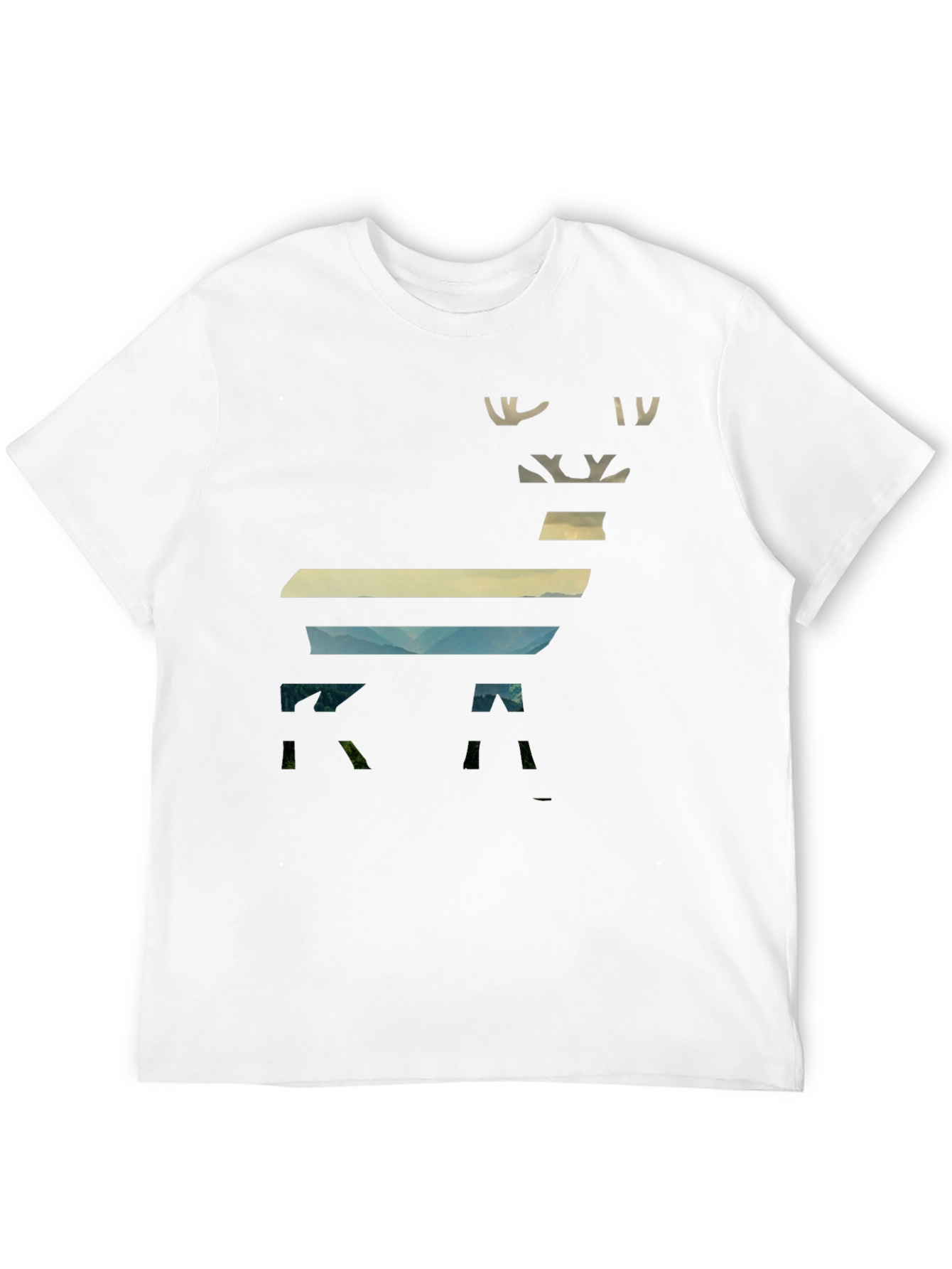 Abstract Deer Graphic Mens Black T-Shirt