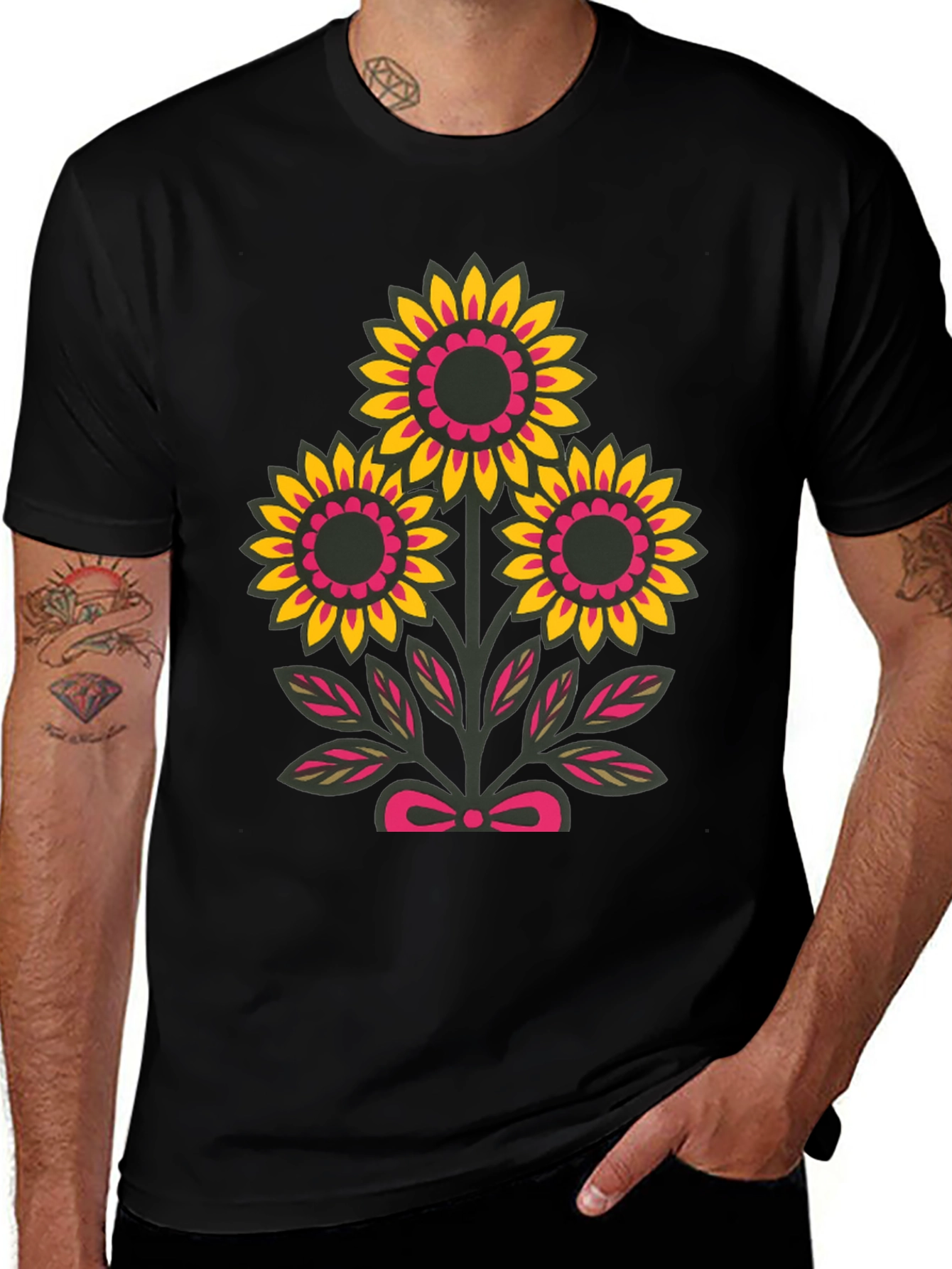 Floral Graphic Tee - Black Casual Shirt