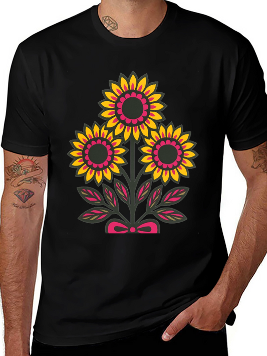 Floral Graphic Tee - Black Casual Shirt