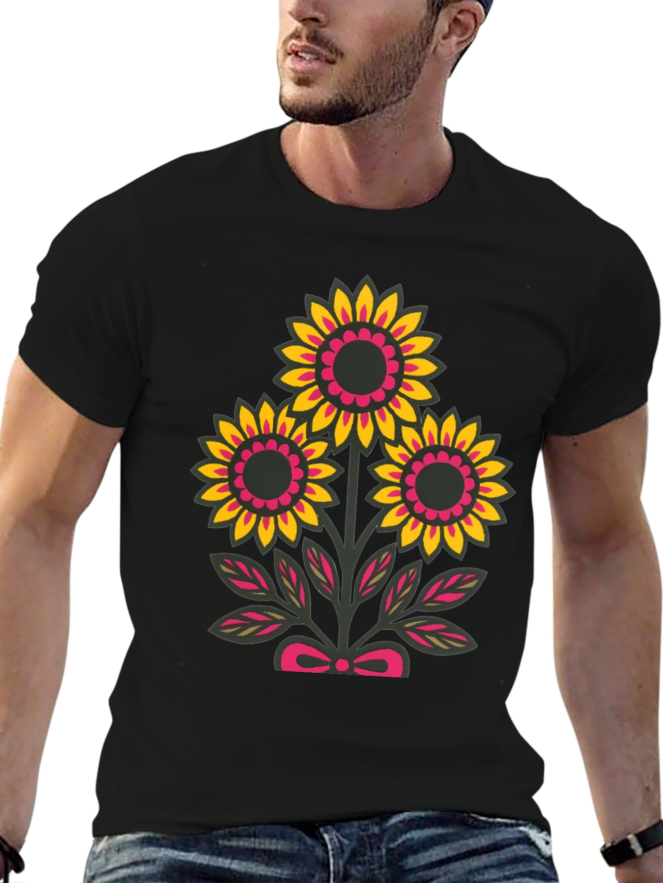 Floral Graphic Tee - Black Casual Shirt