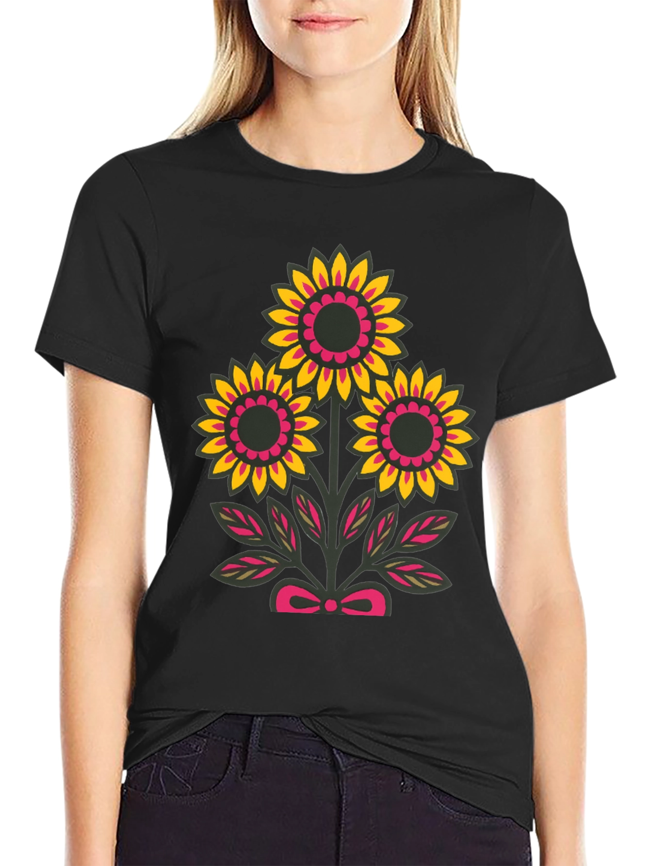 Floral Graphic Tee - Black Casual Shirt