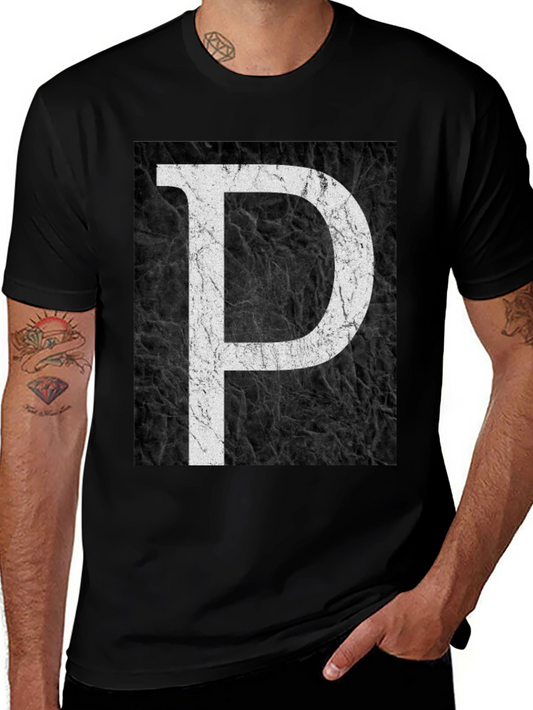 Bold Letter P Black Graphic Tee