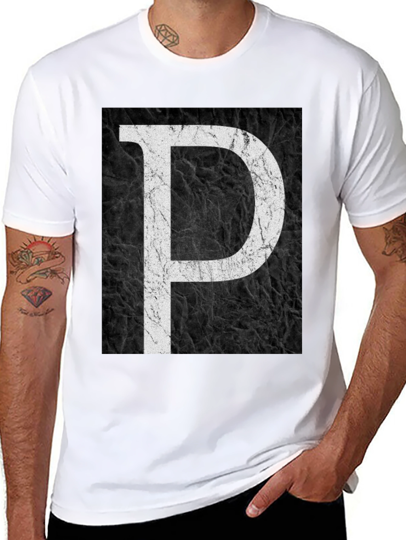 Bold Letter P Black Graphic Tee