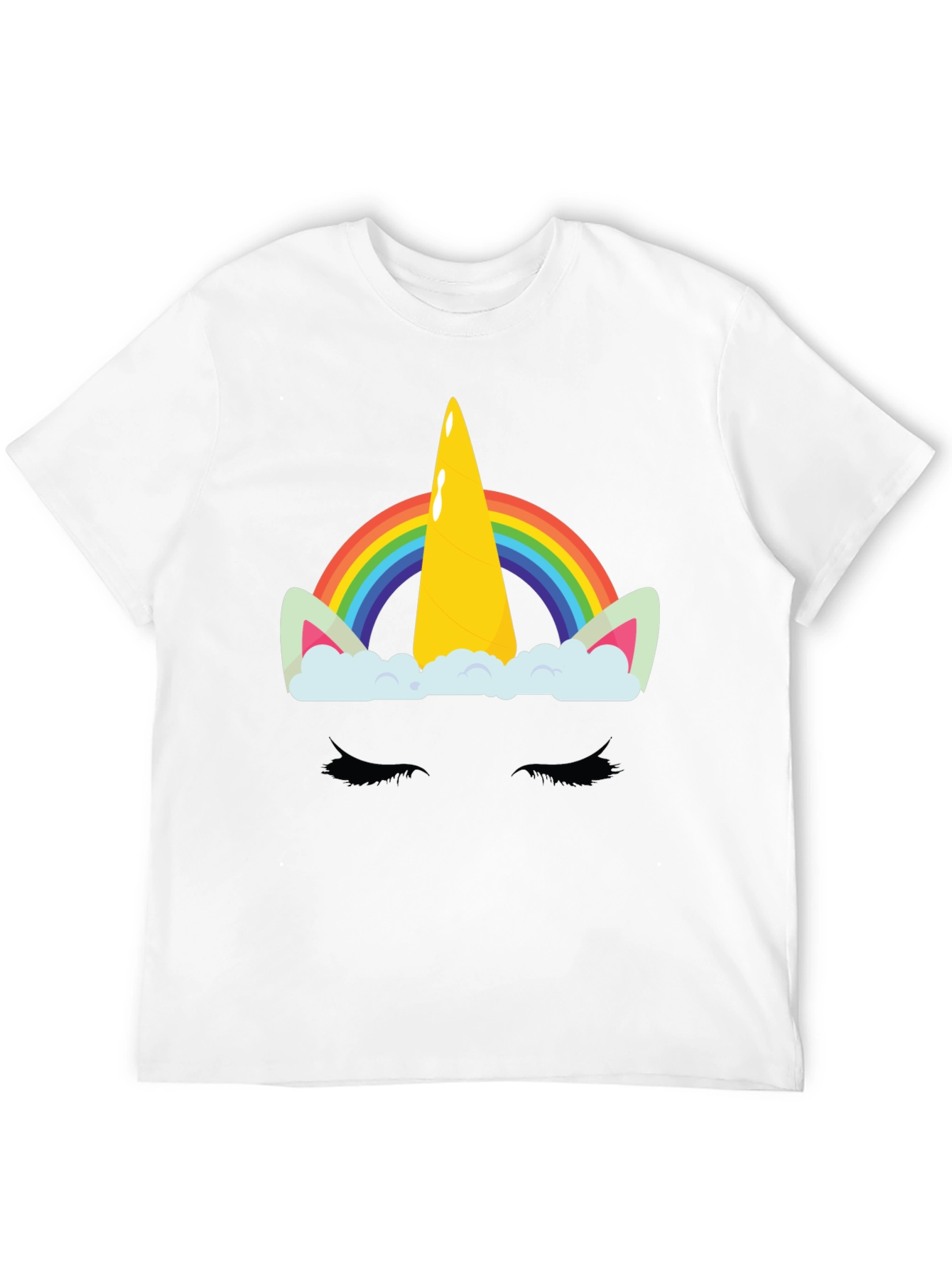 Rainbow Unicorn Graphic Print Black T-Shirt