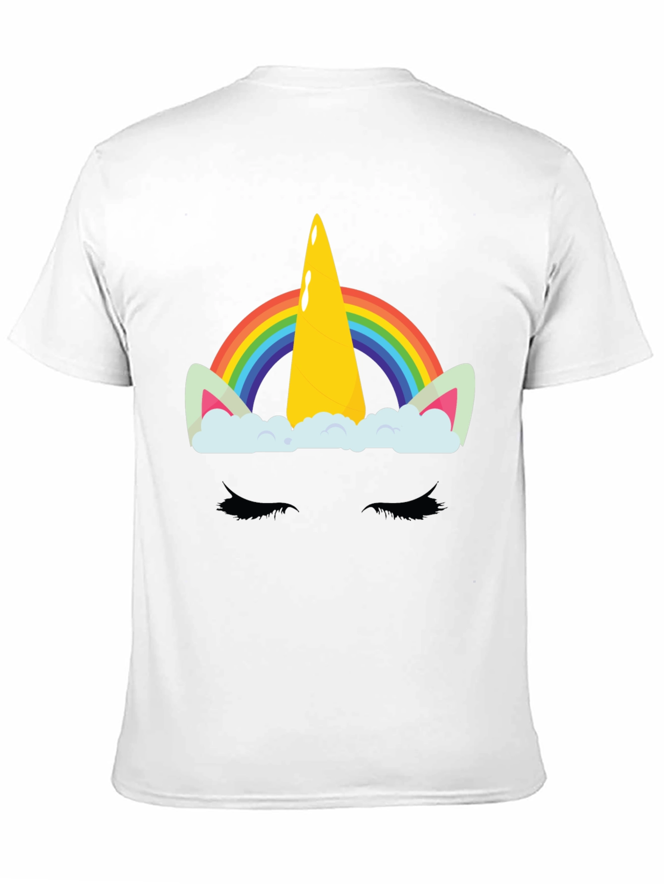 Rainbow Unicorn Graphic Print Black T-Shirt