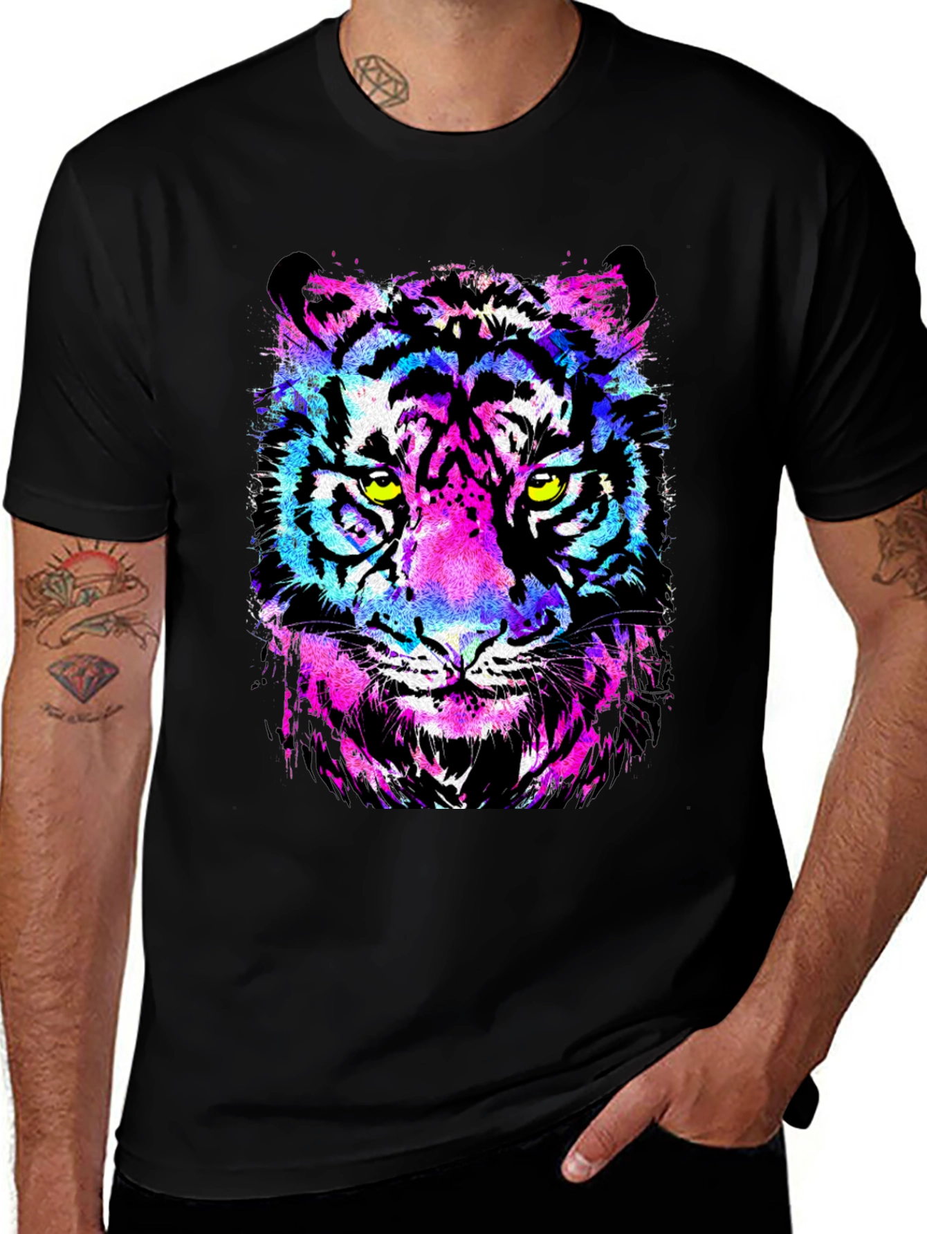 Neon Tiger Graphic T-Shirt - Bold Animal Print