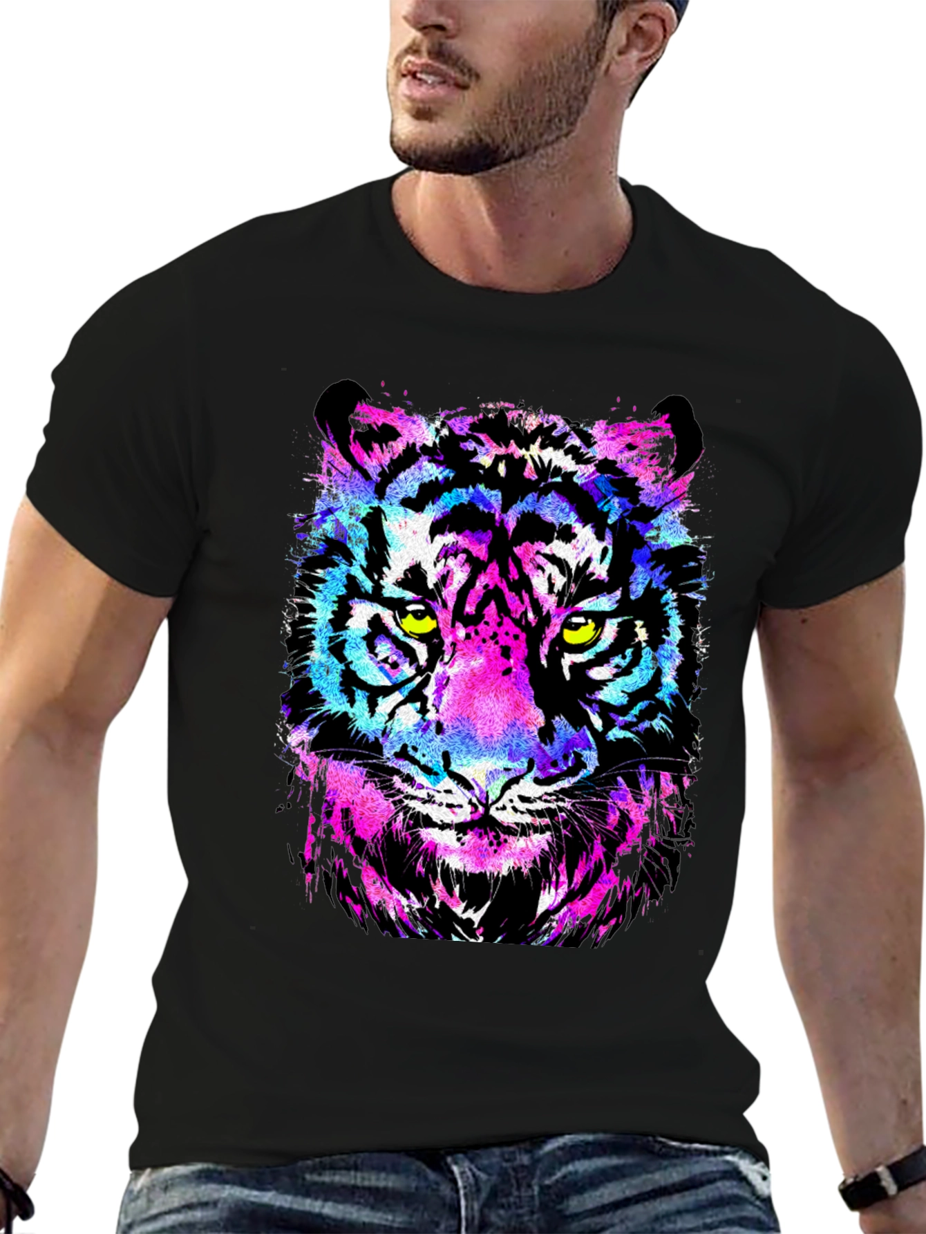 Neon Tiger Graphic T-Shirt - Bold Animal Print