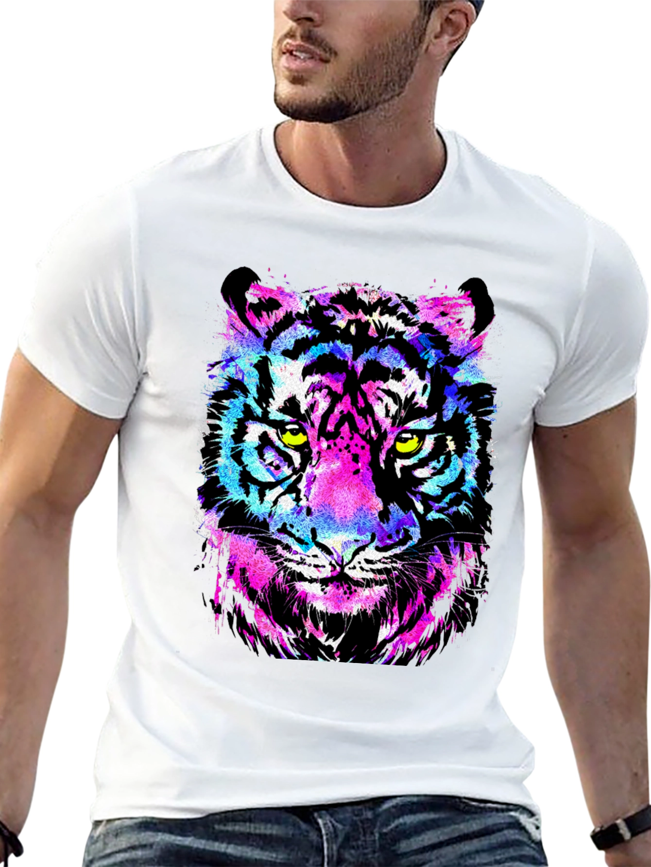 Neon Tiger Graphic T-Shirt - Bold Animal Print