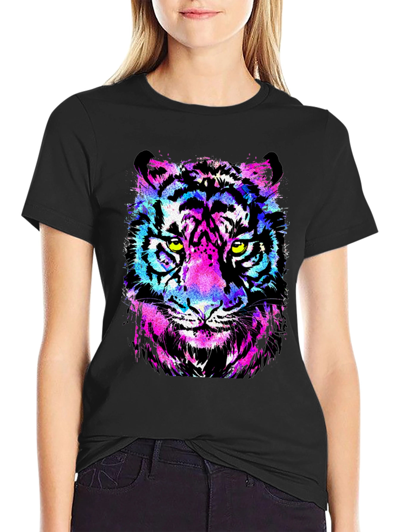 Neon Tiger Graphic T-Shirt - Bold Animal Print