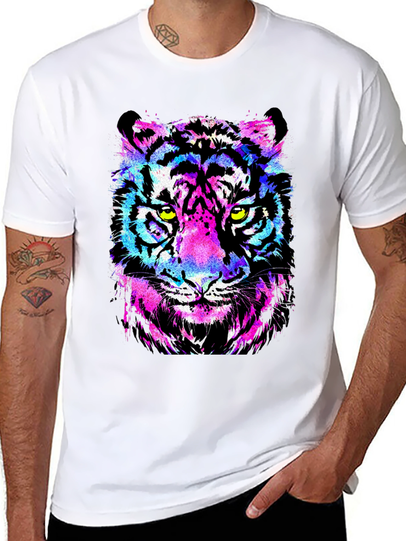 Neon Tiger Graphic T-Shirt - Bold Animal Print