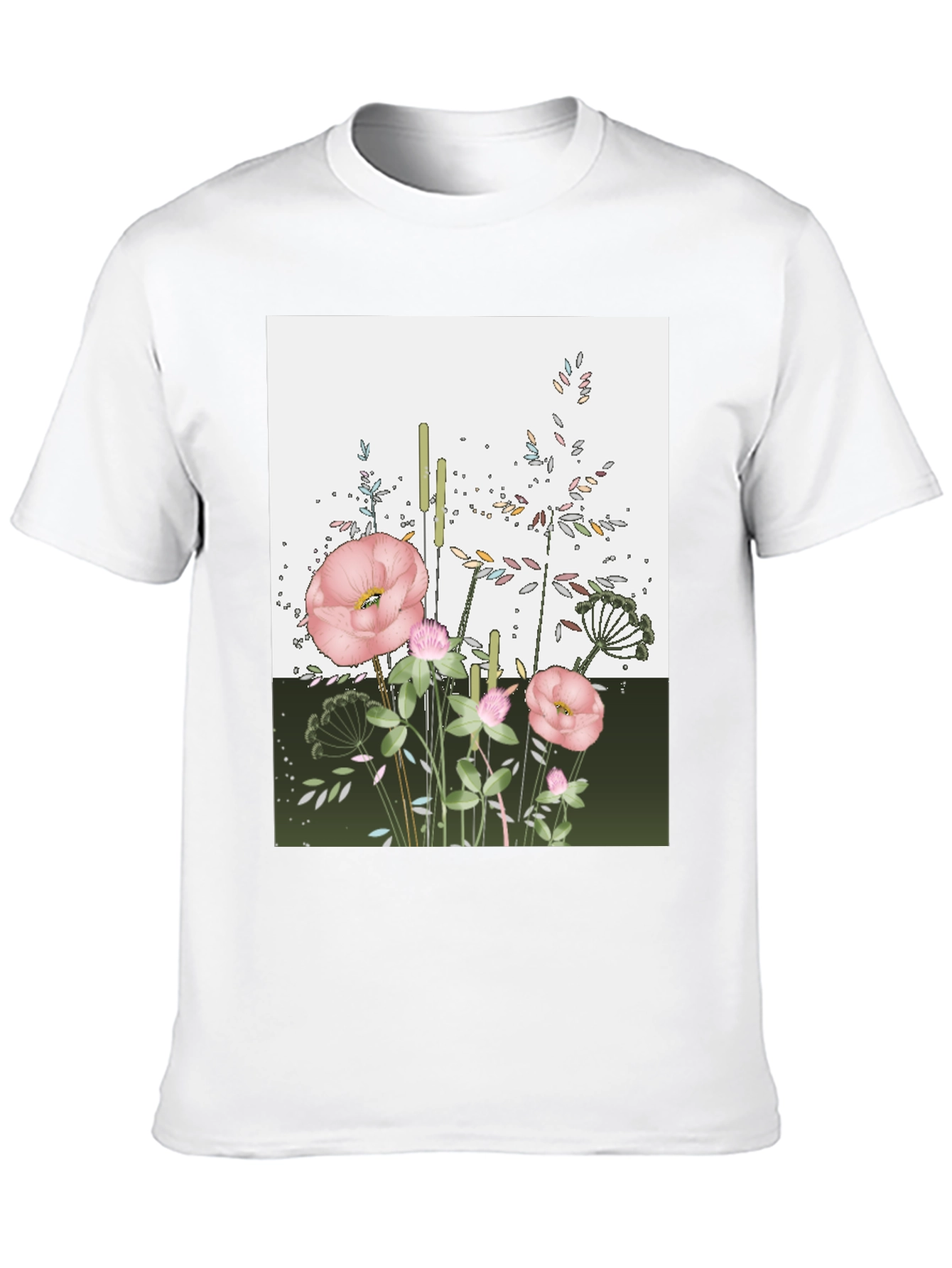 Floral Print Black T-Shirt: Modern Botanical Design