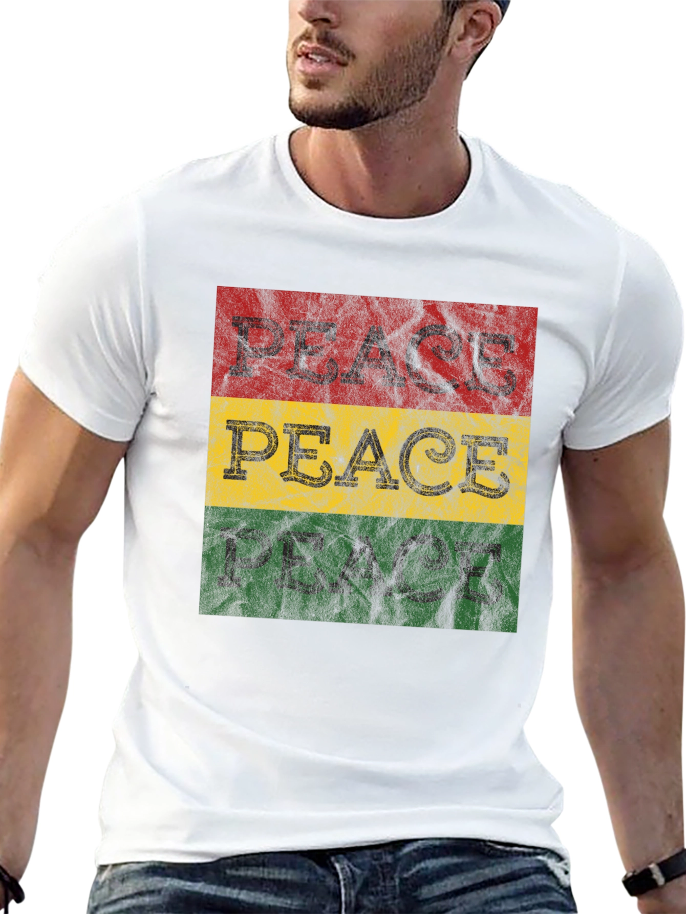 Rasta Peace T-Shirt - Red Yellow Green Graphic Tee