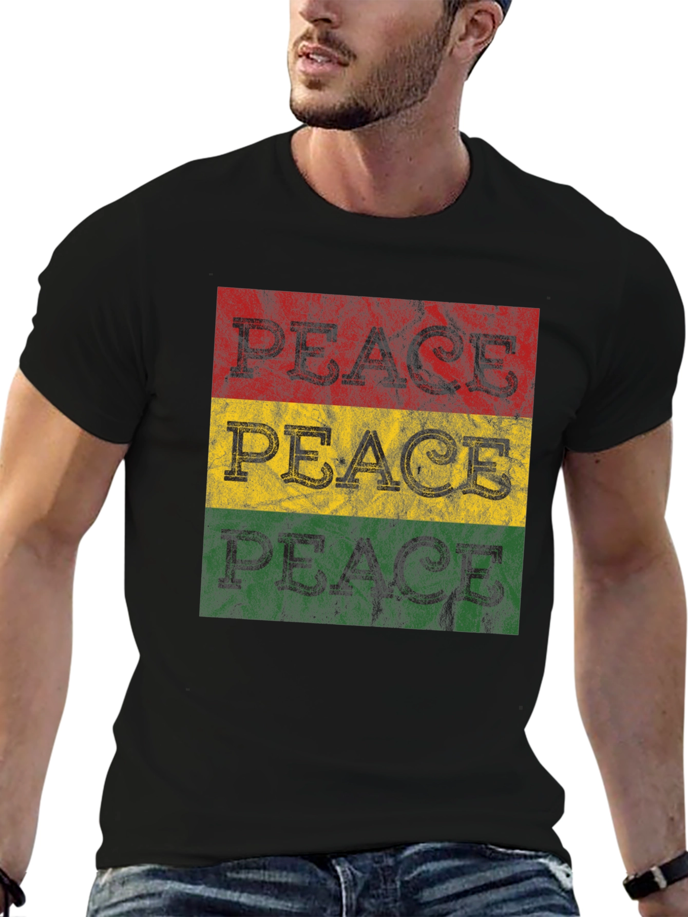 Rasta Peace T-Shirt - Red Yellow Green Graphic Tee