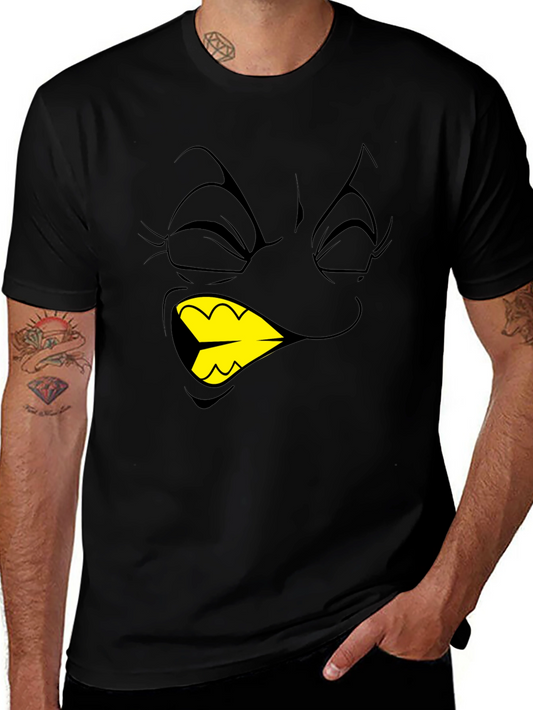 Cartoon Face Graphic T-Shirt - Black