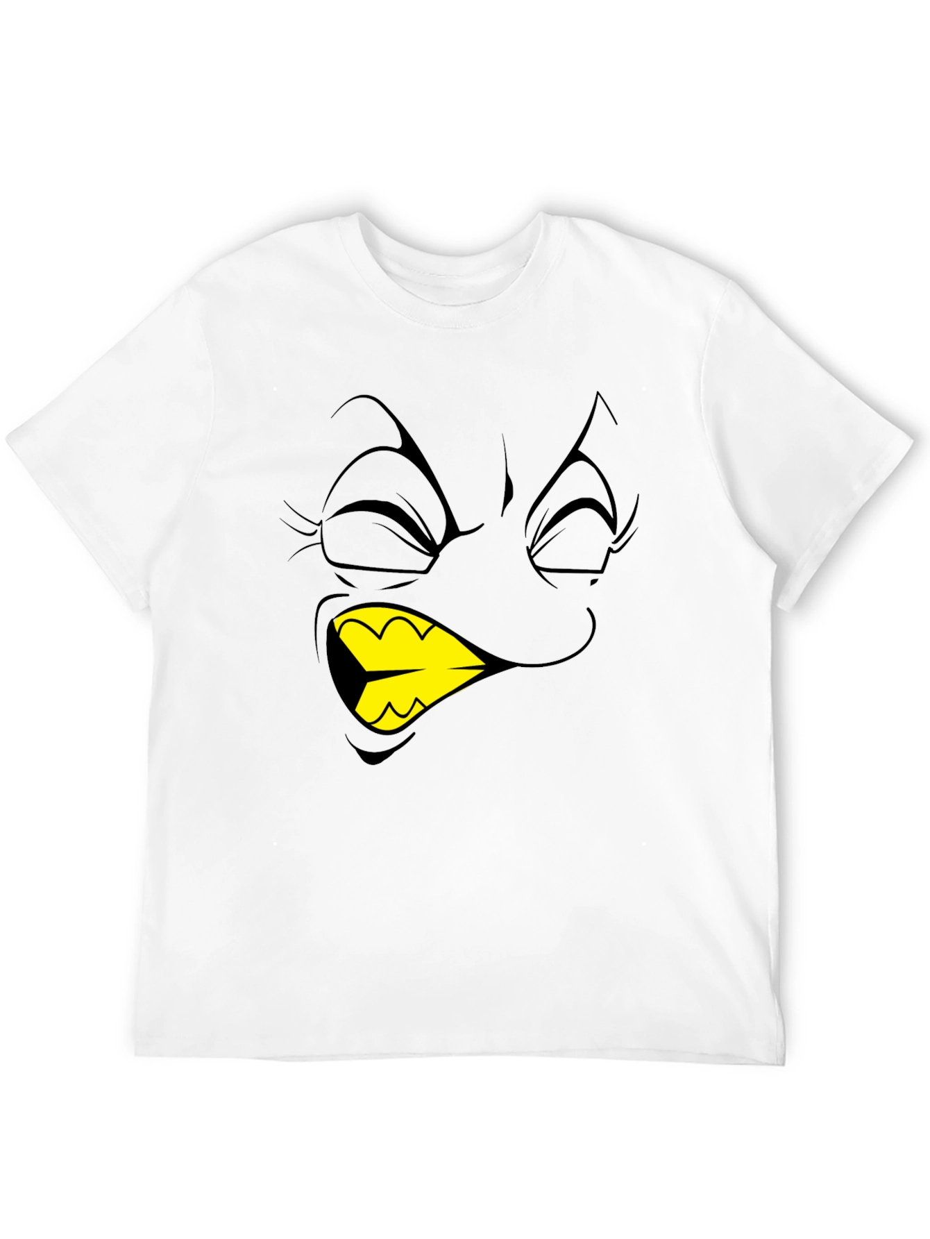 Cartoon Face Graphic T-Shirt - Black
