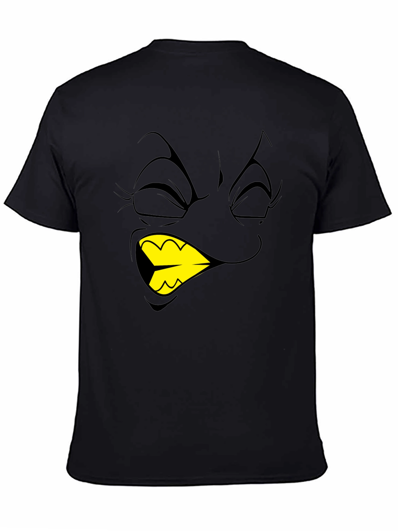 Cartoon Face Graphic T-Shirt - Black