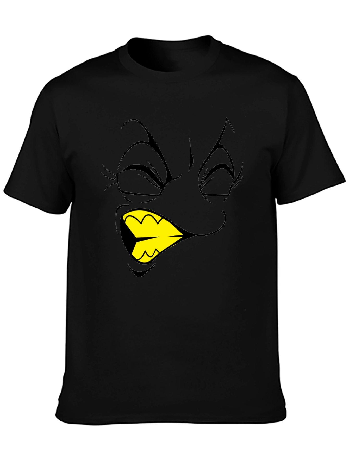 Cartoon Face Graphic T-Shirt - Black