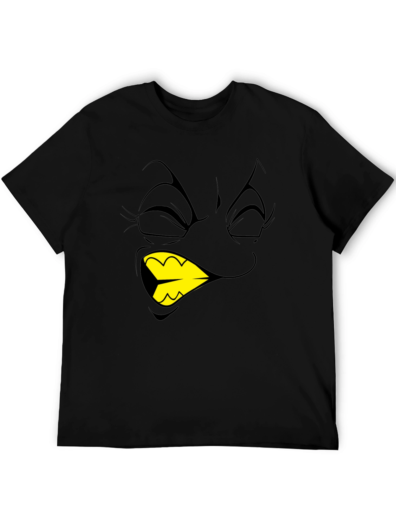 Cartoon Face Graphic T-Shirt - Black