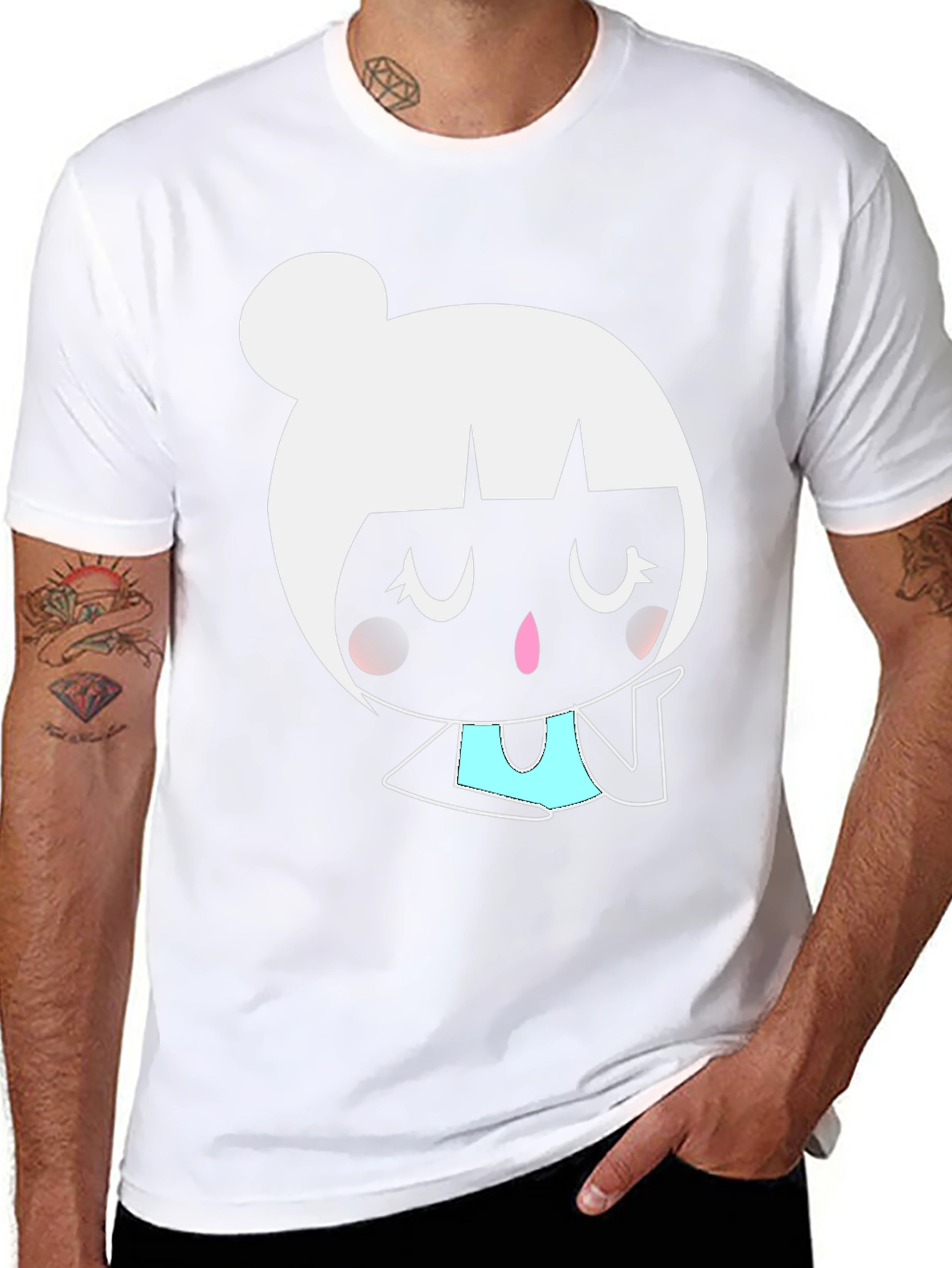Cute Cartoon Girl Graphic Tee - Black Unisex Shirt
