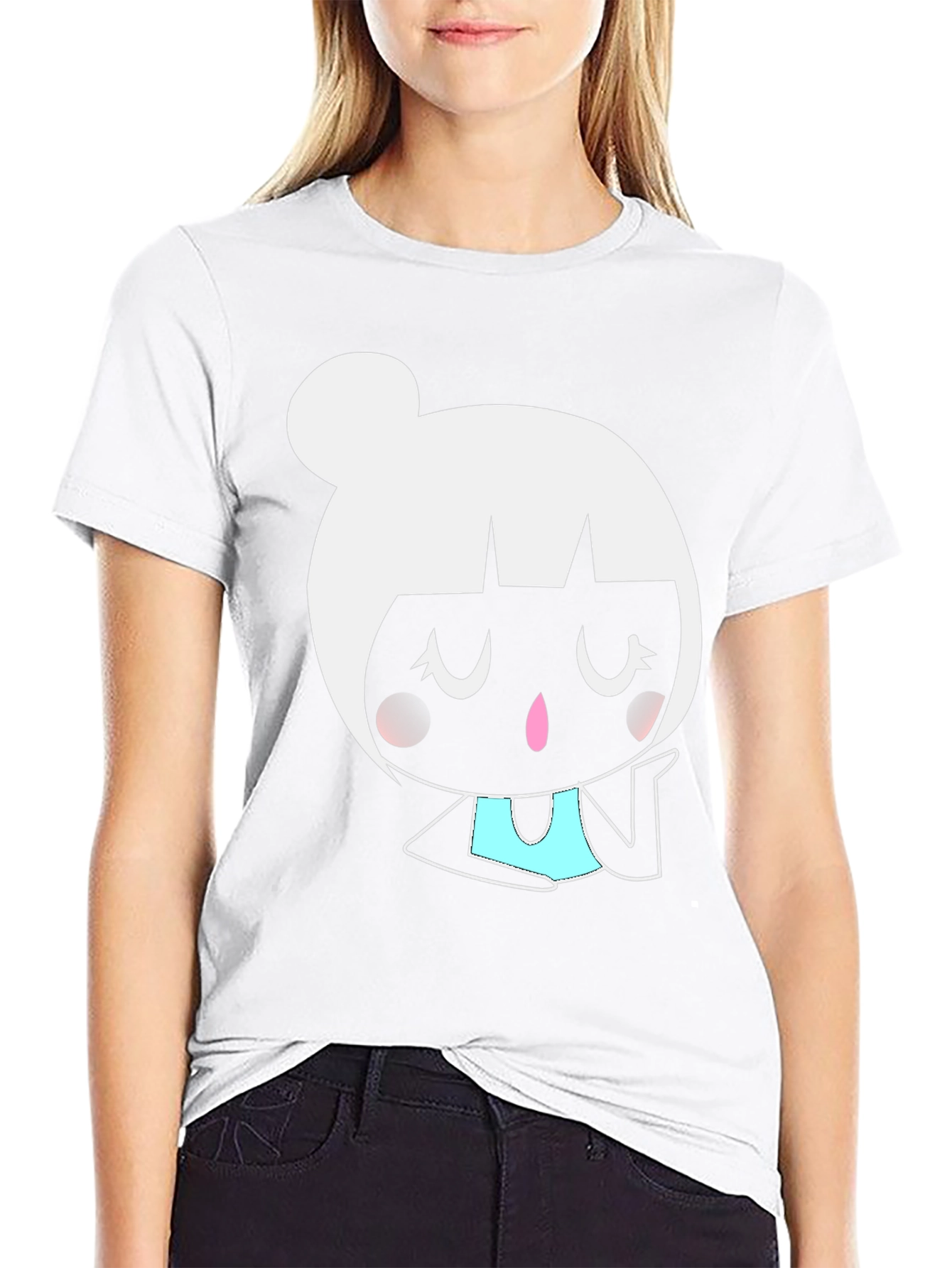 Cute Cartoon Girl Graphic Tee - Black Unisex Shirt
