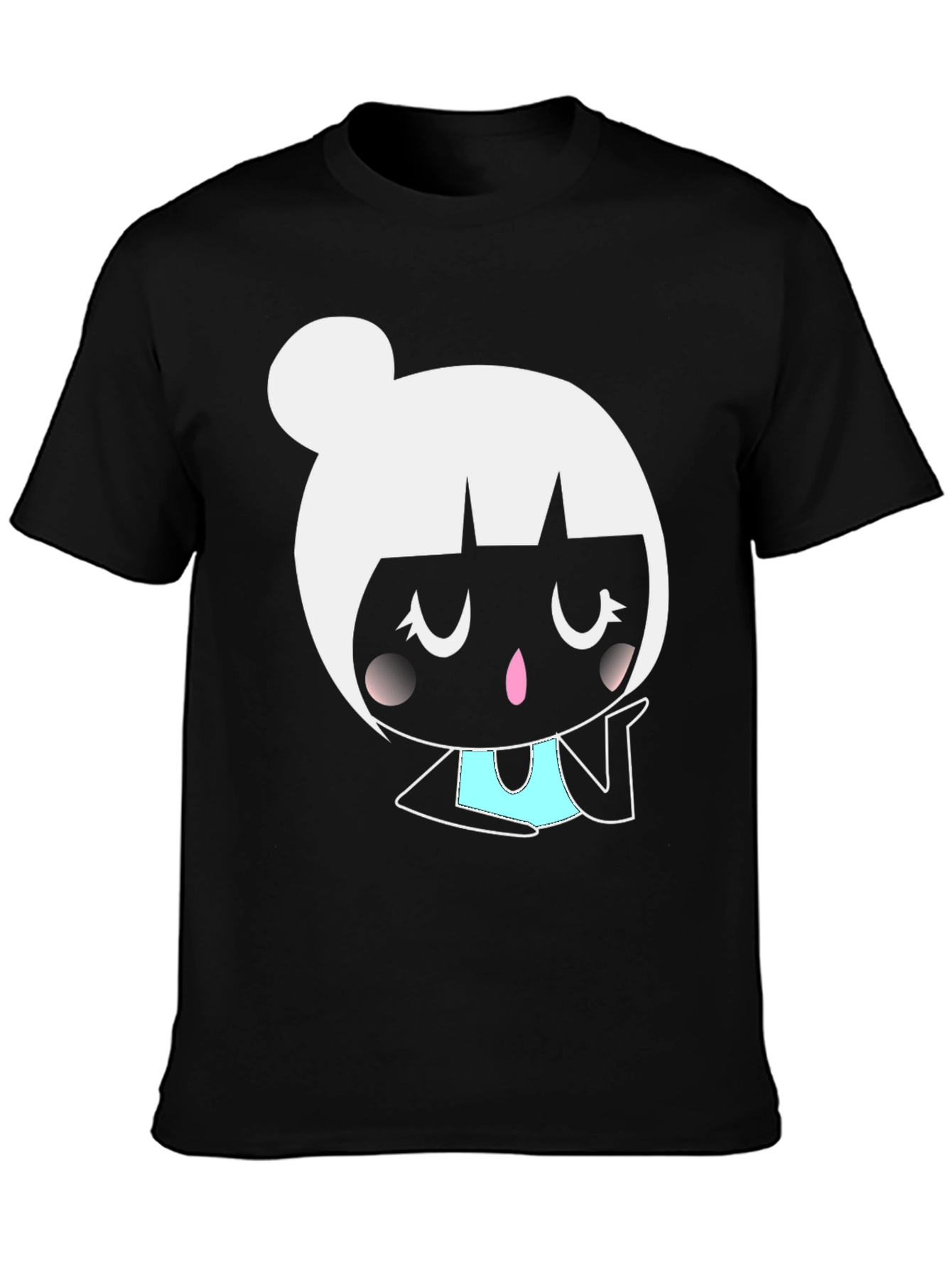 Cute Cartoon Girl Graphic Tee - Black Unisex Shirt