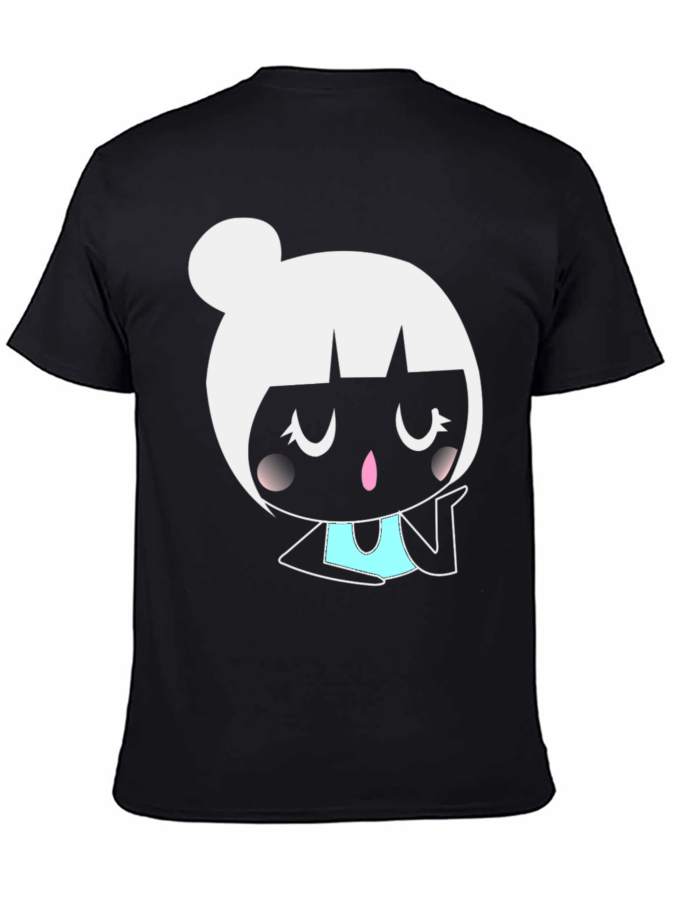 Cute Cartoon Girl Graphic Tee - Black Unisex Shirt
