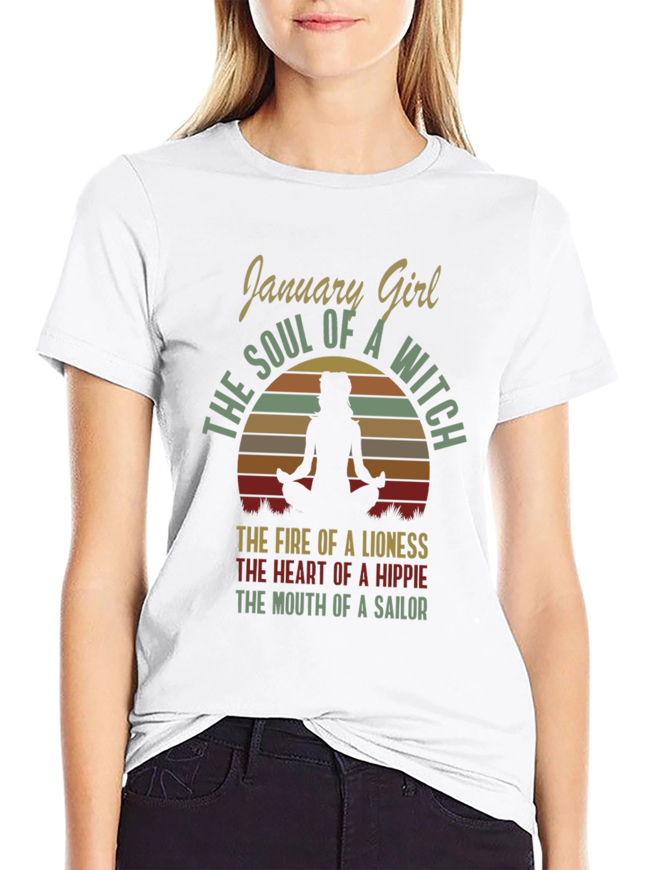 January Girl T-Shirt: Witch Soul Lioness Fire