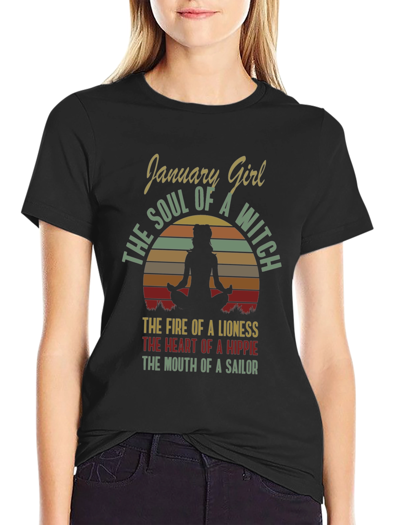 January Girl T-Shirt: Witch Soul Lioness Fire
