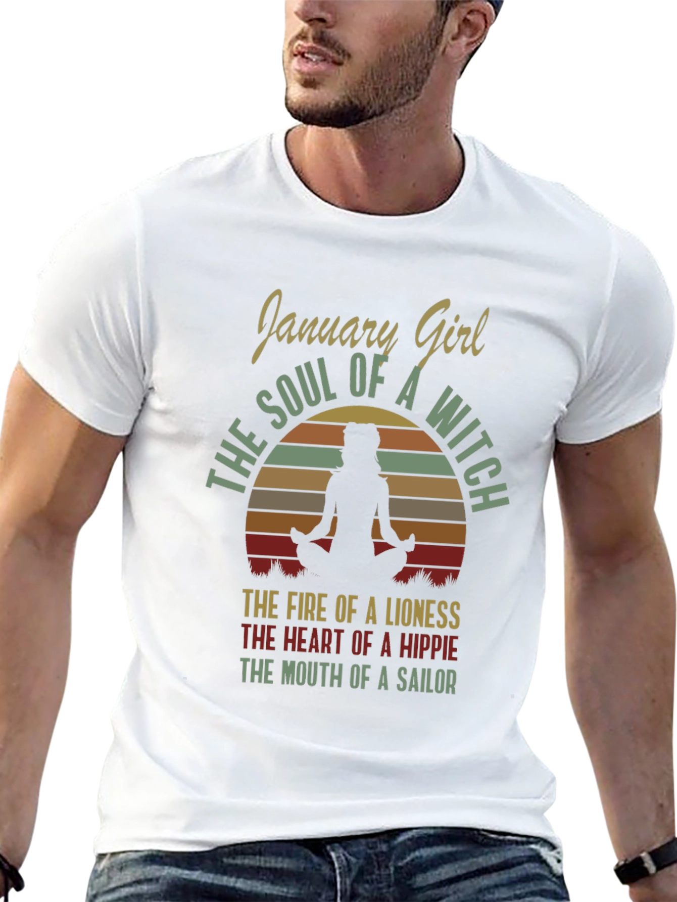 January Girl T-Shirt: Witch Soul Lioness Fire