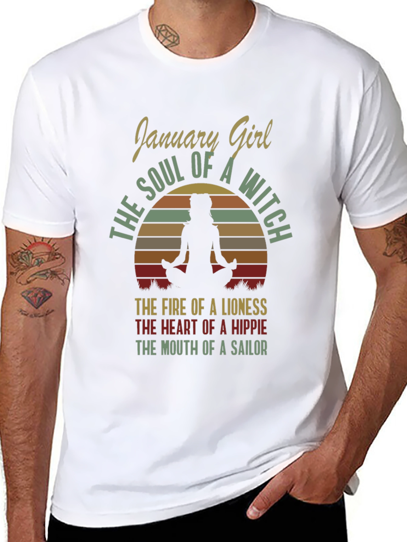 January Girl T-Shirt: Witch Soul Lioness Fire