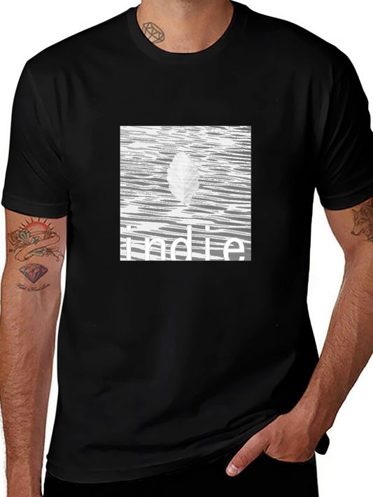 Indie Leaf Graphic Tee - Stylish Black Cotton T-Shirt