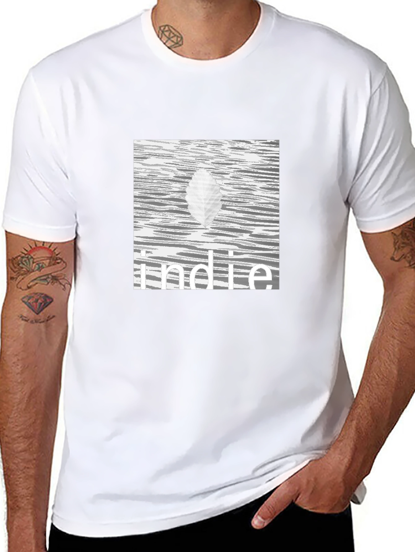 Indie Leaf Graphic Tee - Stylish Black Cotton T-Shirt