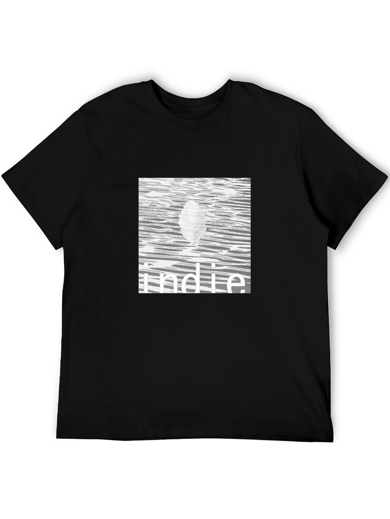 Indie Leaf Graphic Tee - Stylish Black Cotton T-Shirt