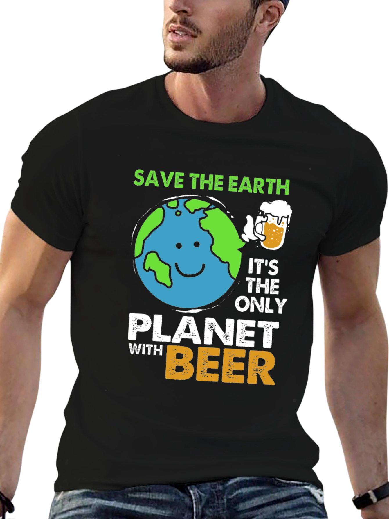 Save The Earth Planet Beer T-Shirt