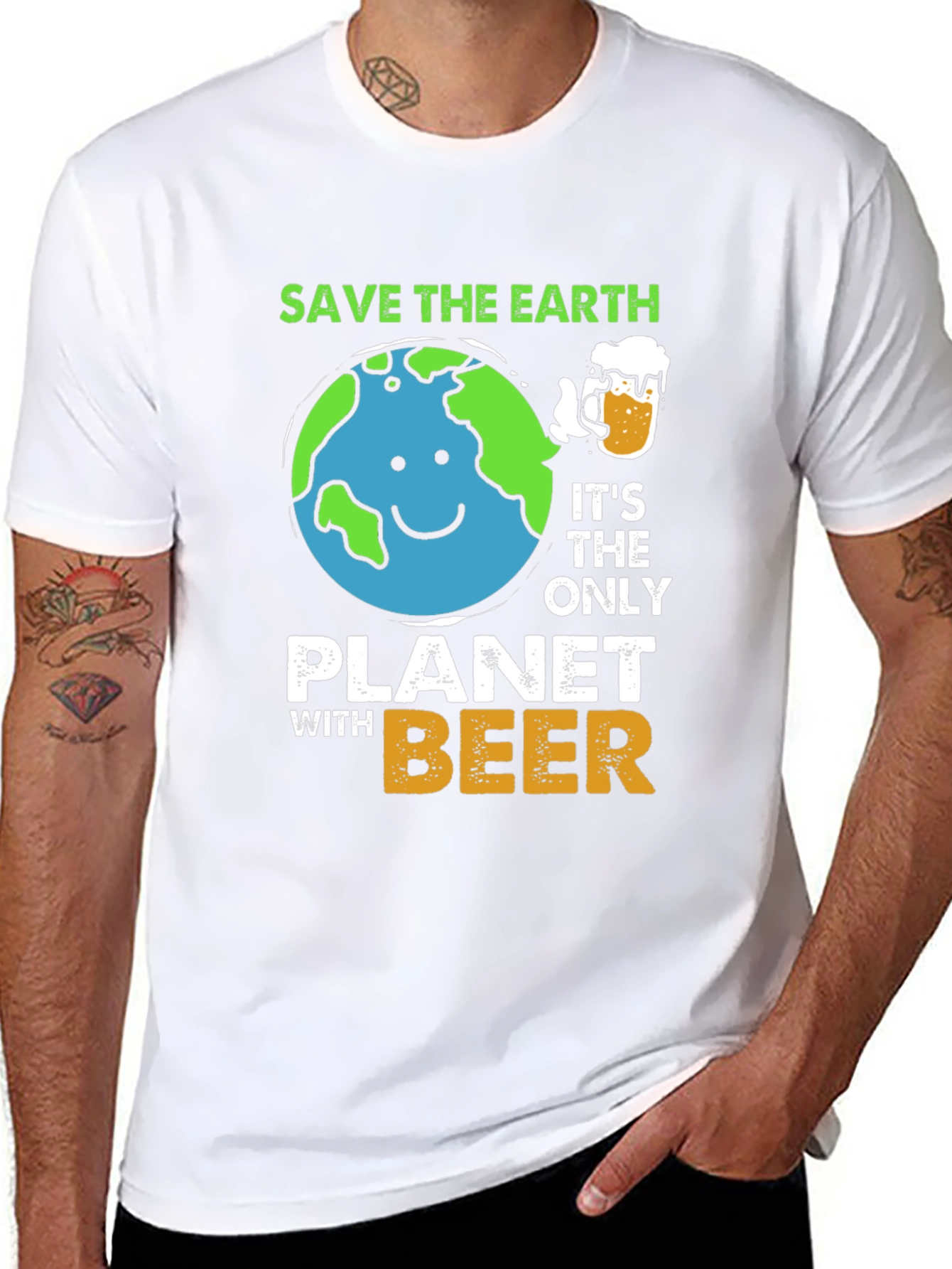 Save The Earth Planet Beer T-Shirt