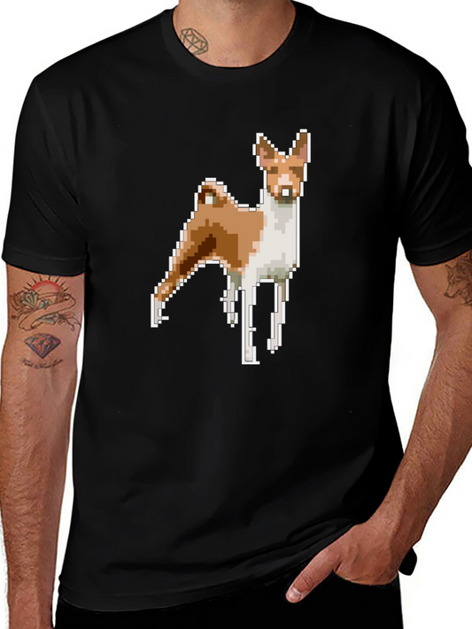 Pixel Dog Graphic Tee - Black Cotton Blend