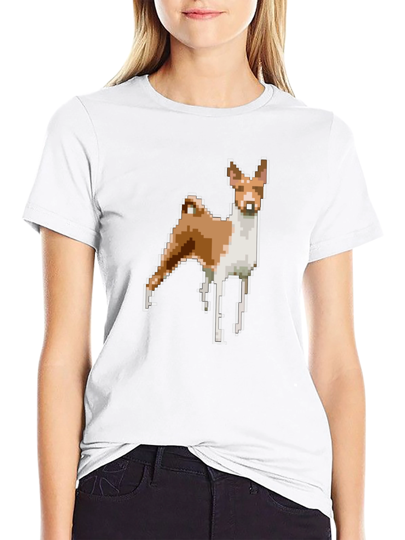 Pixel Dog Graphic Tee - Black Cotton Blend