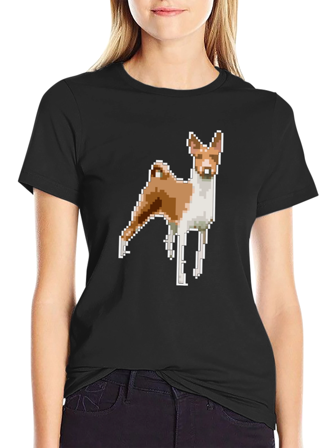 Pixel Dog Graphic Tee - Black Cotton Blend