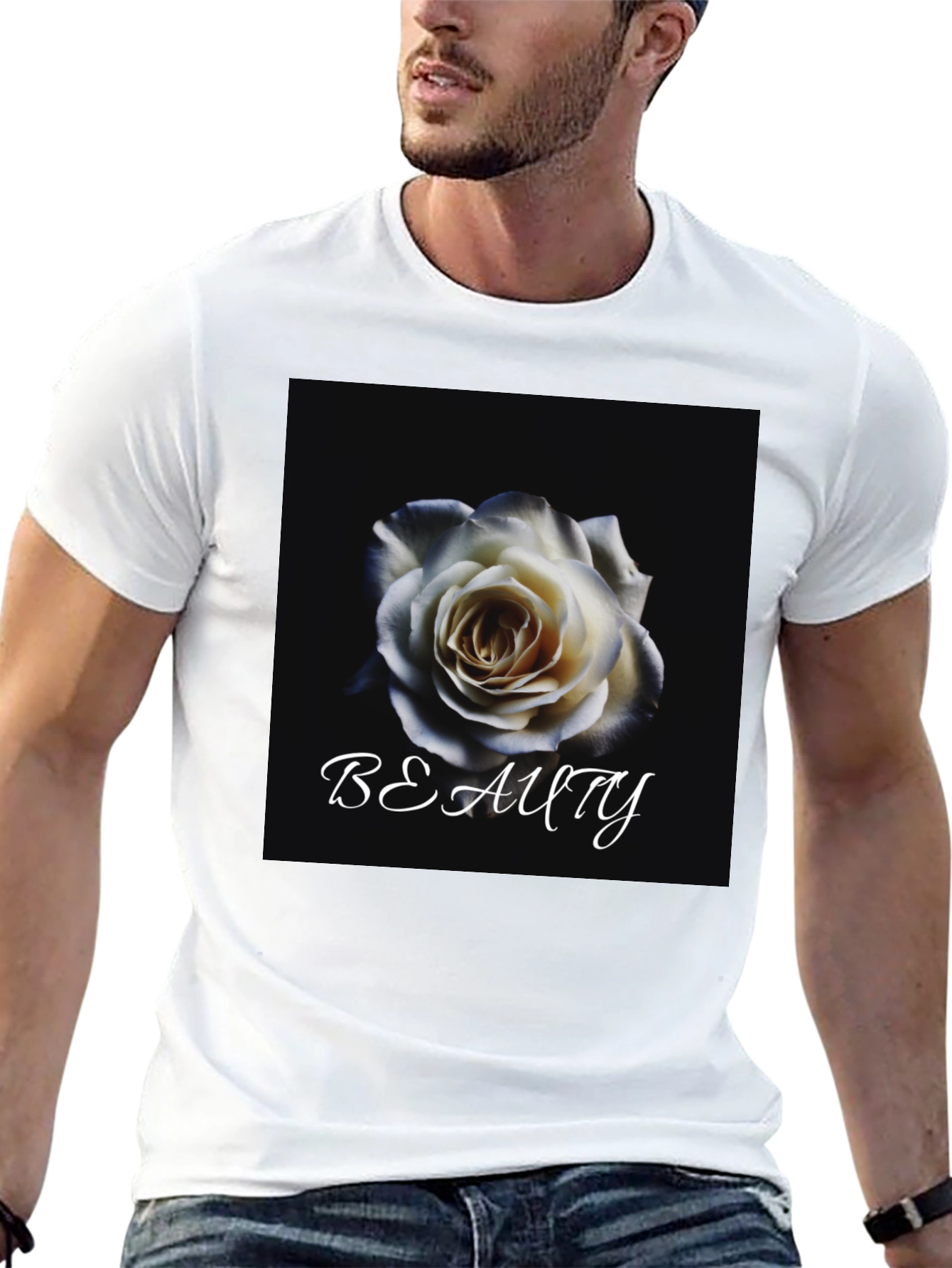 Beauty Rose Graphic T-Shirt - Elegant Floral Design